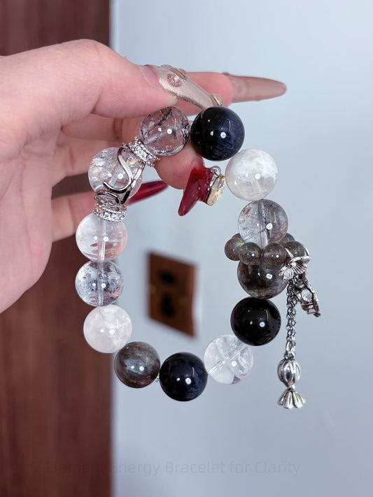 5-Element Energy Bracelet for Clarity & Confidence | White Phantom, Blue Tiger Eye | Cultural Harmony Design