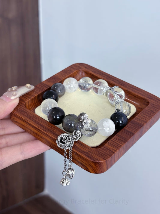 5-Element Energy Bracelet for Clarity & Confidence | White Phantom, Blue Tiger Eye | Cultural Harmony Design