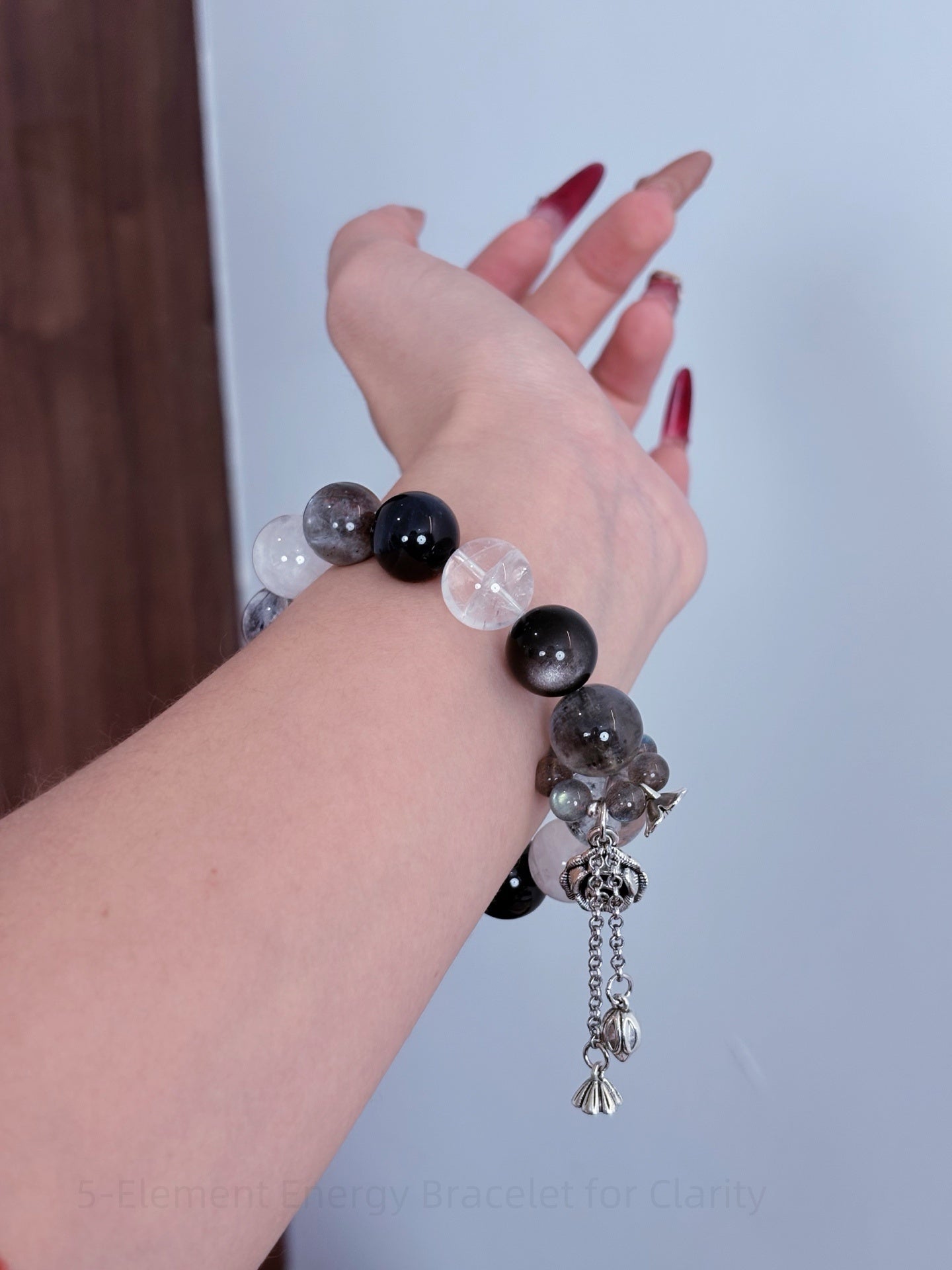 5-Element Energy Bracelet for Clarity & Confidence | White Phantom, Blue Tiger Eye | Cultural Harmony Design