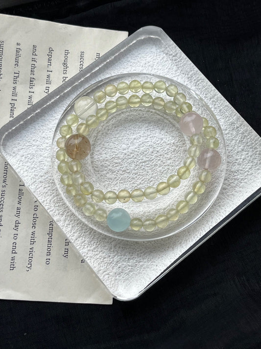 6-Piece Crystal Energy Bracelet: Citrine, Amethyst, Rose Quartz + 3 Stones for Manifestation & Chakra Balance