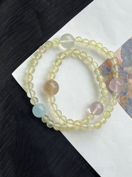 6-Piece Crystal Energy Bracelet: Citrine, Amethyst, Rose Quartz + 3 Stones for Manifestation & Chakra Balance