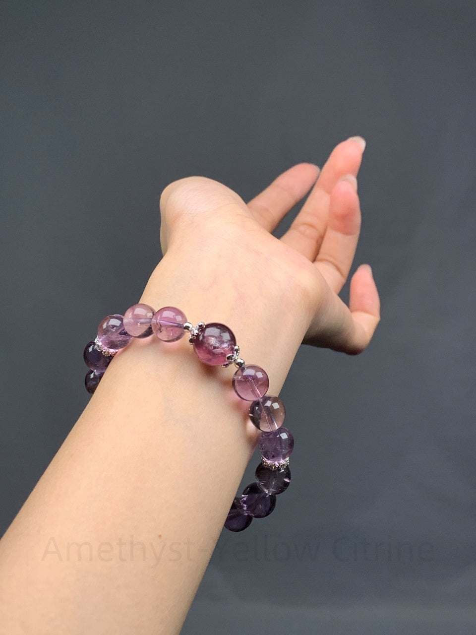 Amethyst-Yellow Citrine & Lepidolite Bracelet for Spiritual Balance, Creativity & Positive Energy