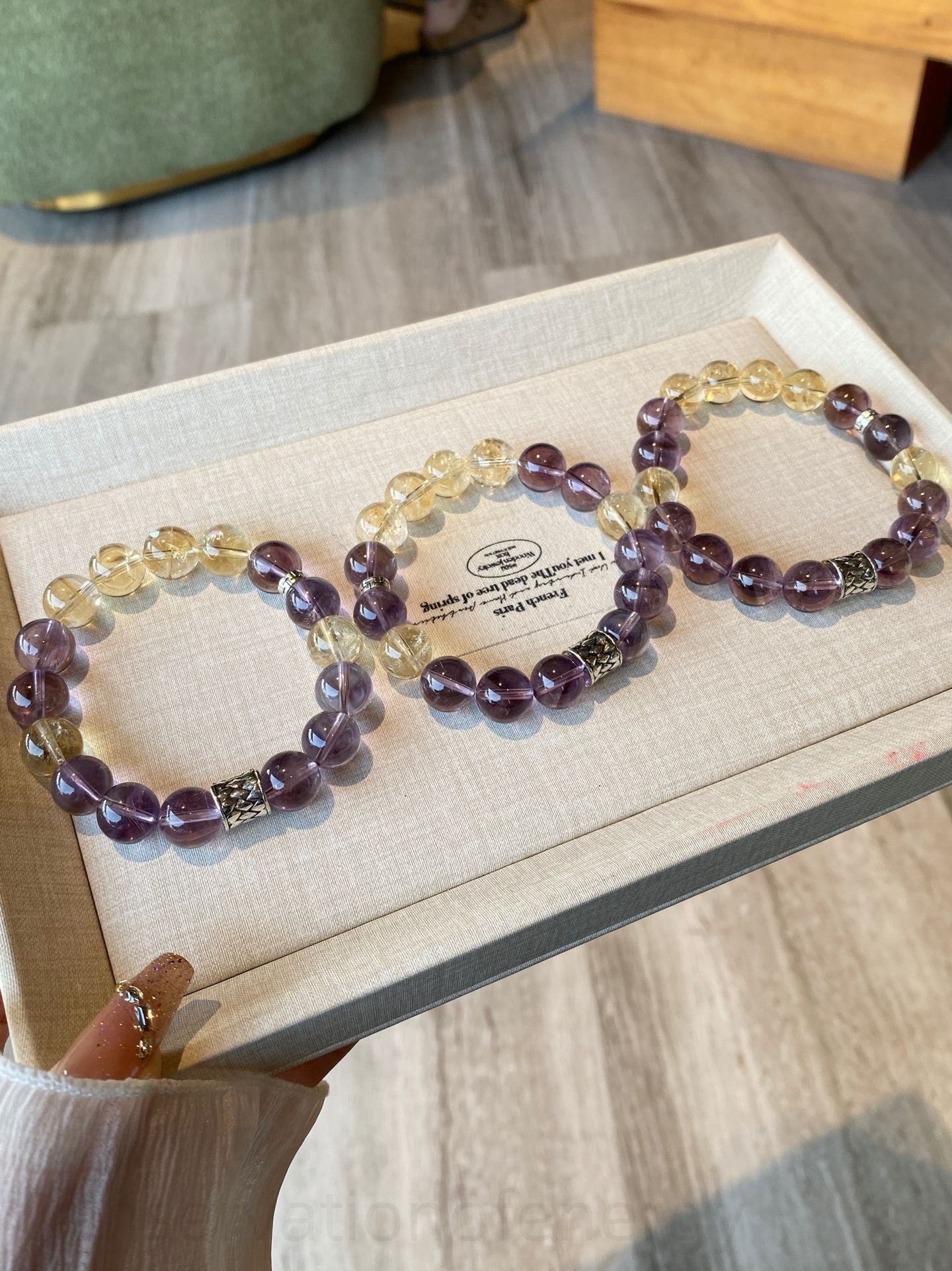 Amethyst Tower & Golden Aura Crystal Bracelet - Energy Alignment, Wealth Attraction Spiritual Jewelry for Women Men