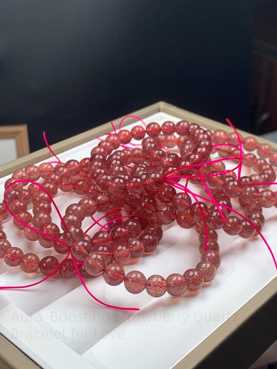 Aura-Boosting Strawberry Quartz Bracelet for Love & Harmony - Natural Gemstone Jewelry Gift