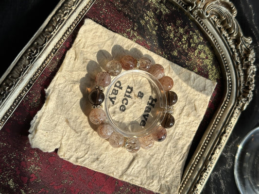 Black Gold Super Seven & Smoky Quartz Bracelet for Prosperity, Focus & Energy Balance - Natural Crystal Jewelry for Spiritual Growth