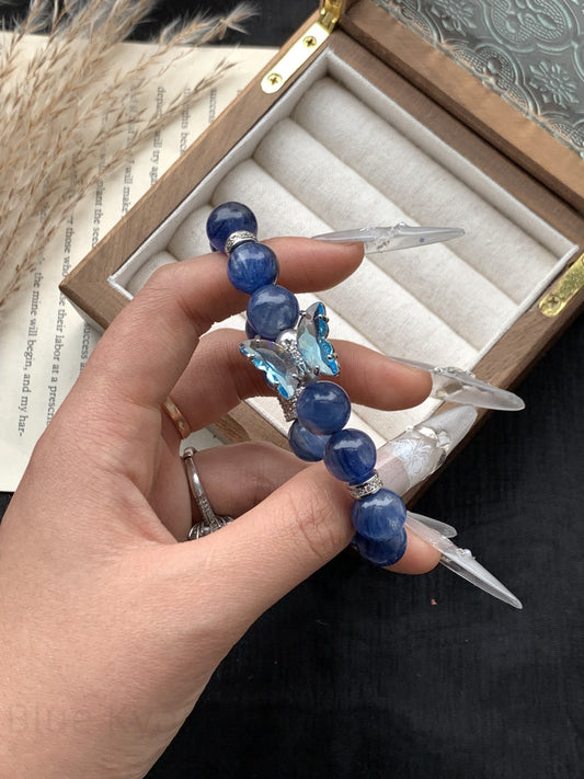 Blue Kyanite Energy Bracelet for Clarity & Confidence | Spiritual Growth Jewelry, Stress Relief Handmade Adjustable Wristband