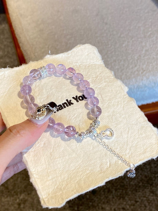Bolivian Purple Aze Crystal Bracelet for Energy Balance & Spiritual Awakening | Natural Stone Jewelry, Intuition & Focus Enhancer
