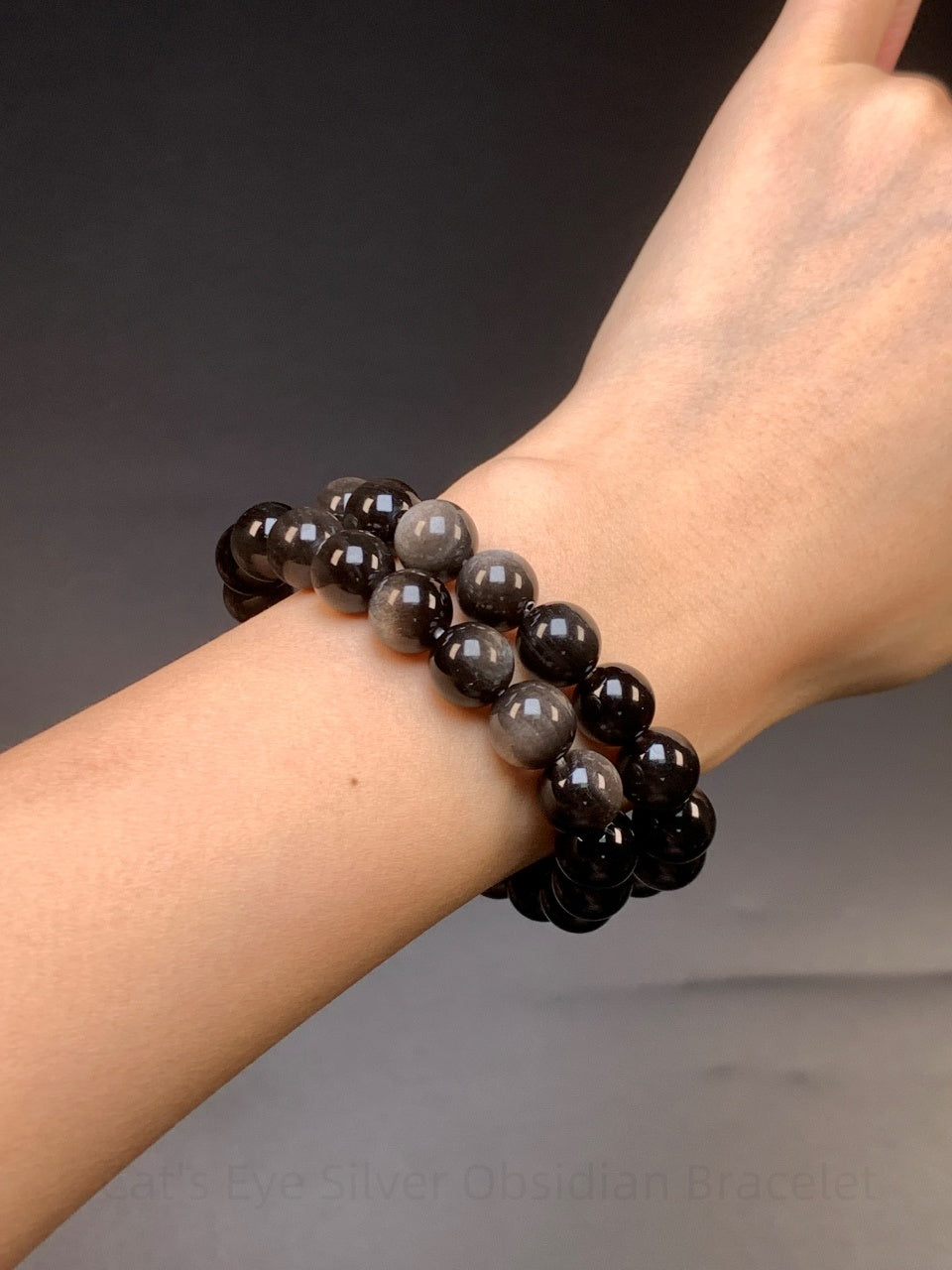Cat's Eye Silver Obsidian Bracelet - Intuition & Protection Crystal | Handmade for Mental Clarity, Creativity & Energetic Shielding