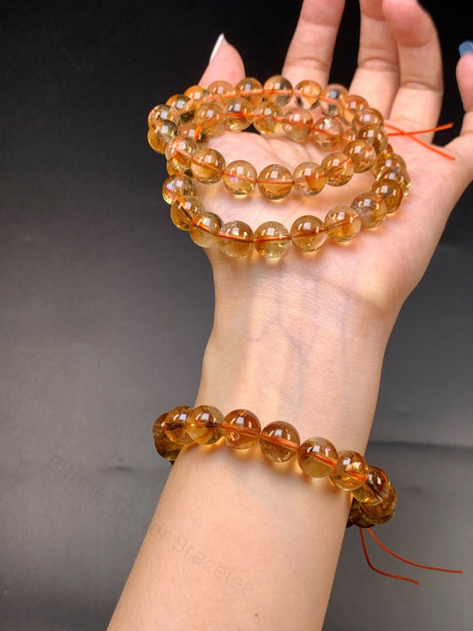 Citrine Tower Bracelet - Natural Crystal for Wealth, Confidence & Energy Protection