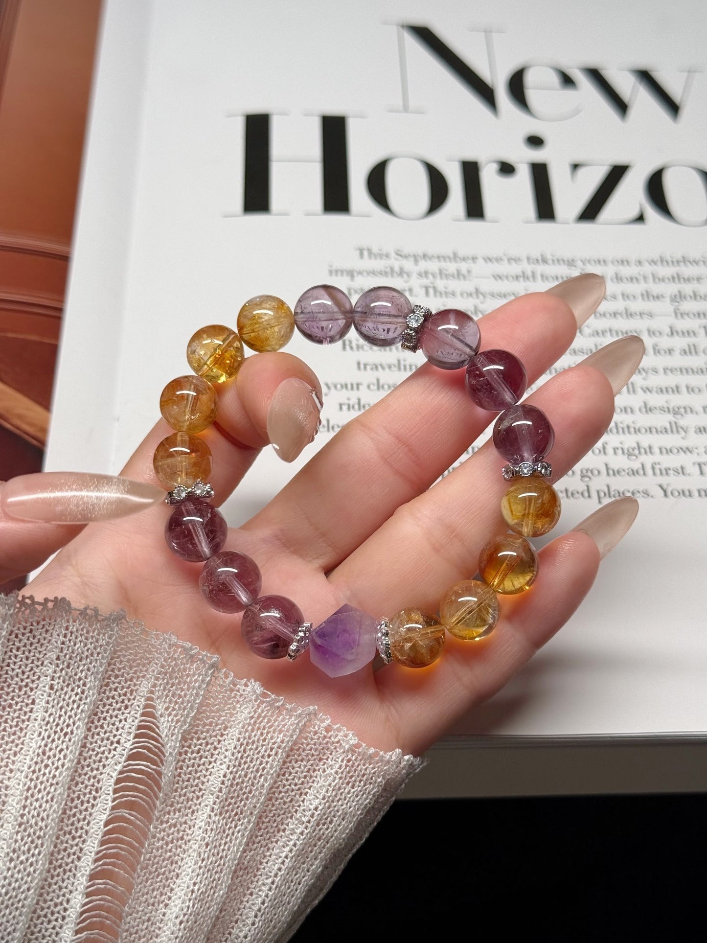 Citrine & Amethyst Crystal Bracelet for Wealth, Wisdom & Spiritual Balance | Handmade Energy Jewelry for Positive Vibes