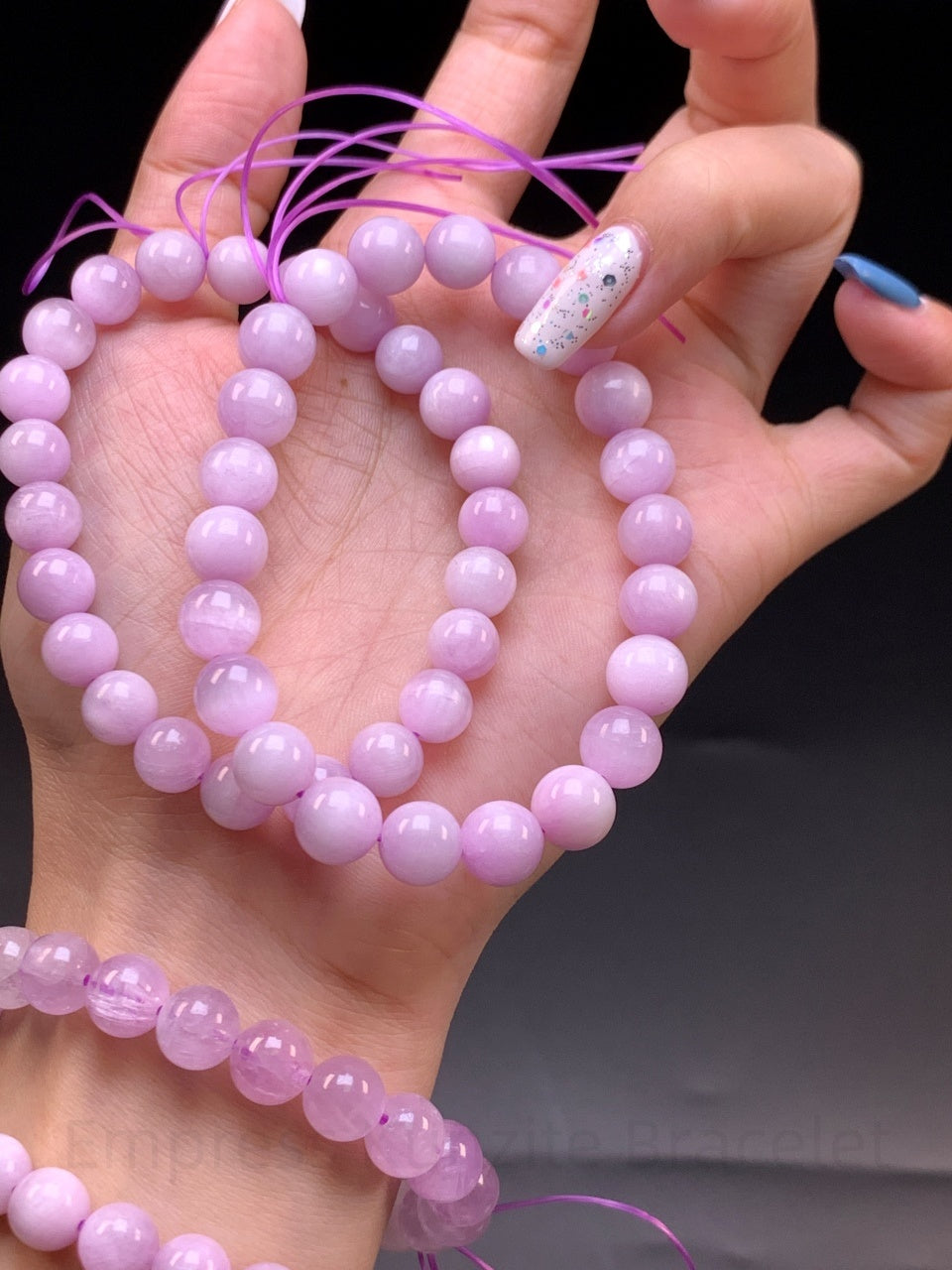 Empress Kunzite Bracelet - Crown Chakra Crystal for Creativity & Love | Handmade Lithium Quartz Jewelry for Spiritual Growth & Confidence