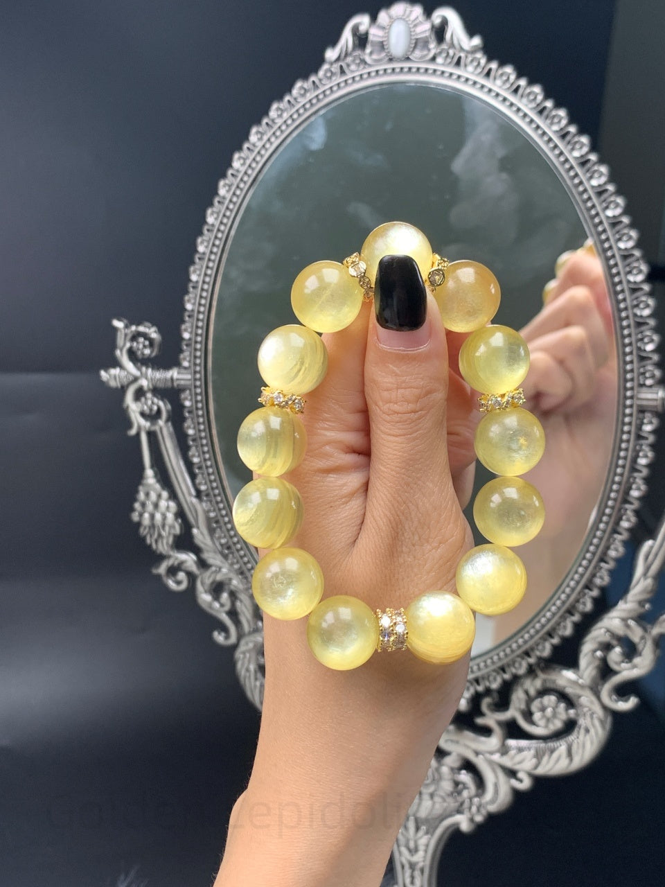 Golden Lepidolite Bracelet for Wealth & Peace - Spiritual Harmony Jewelry, Positive Energy Gift for Stress Relief & Emotional Balance