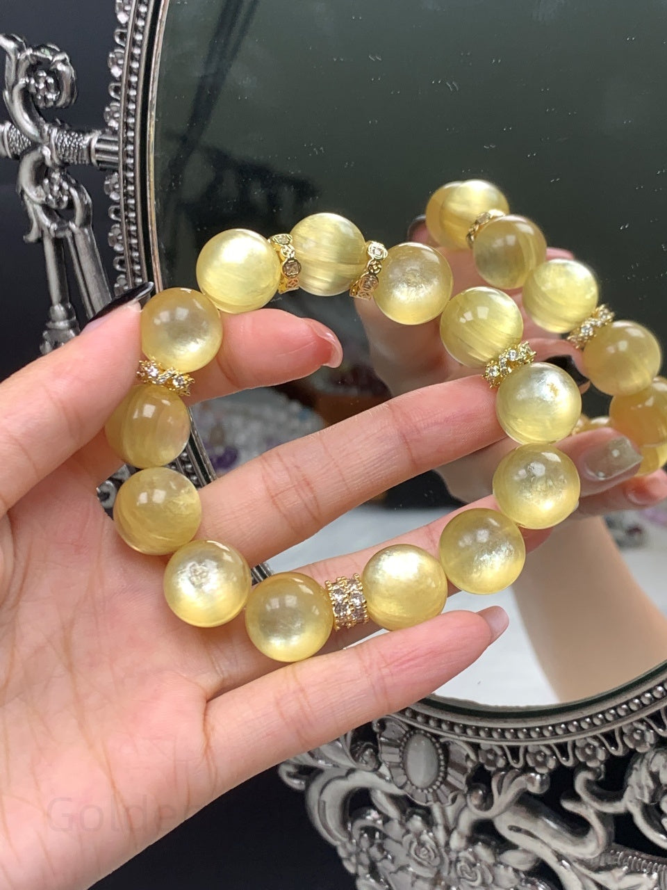 Golden Lepidolite Bracelet for Wealth & Peace - Spiritual Harmony Jewelry, Positive Energy Gift for Stress Relief & Emotional Balance