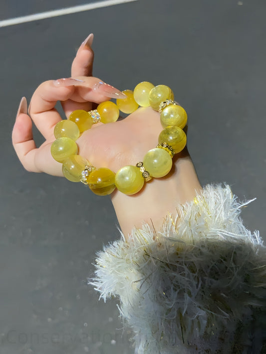 Golden Lepidolite Crystal Bracelet for Emotional Balance & Wealth Manifestation | Healing Energy Stone Jewelry for Stress Relief & Creativity