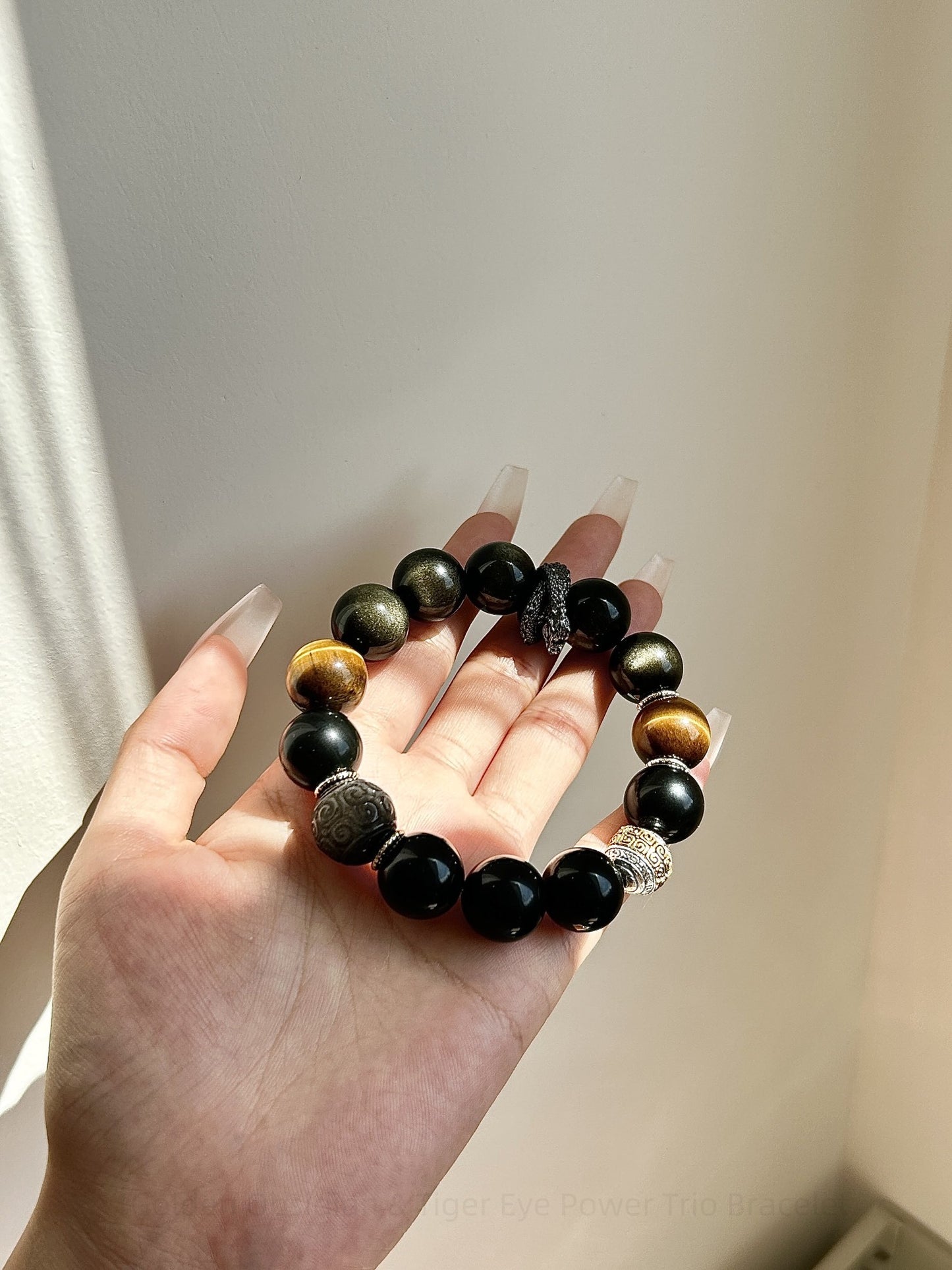 Golden Obsidian & Tiger Eye Power Trio Bracelet - Grounding Protection + Leadership Energy