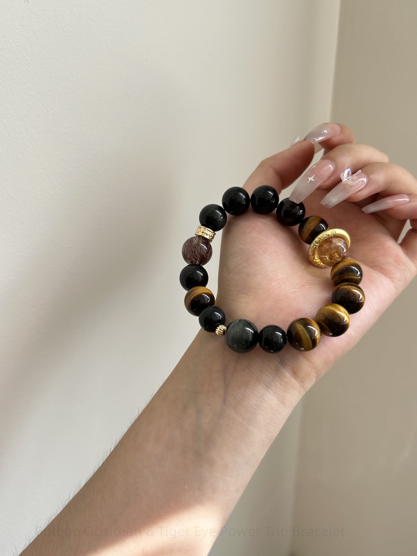 Golden Obsidian & Tiger Eye Power Trio Bracelet - Grounding Protection, Courage & Abundance Energy