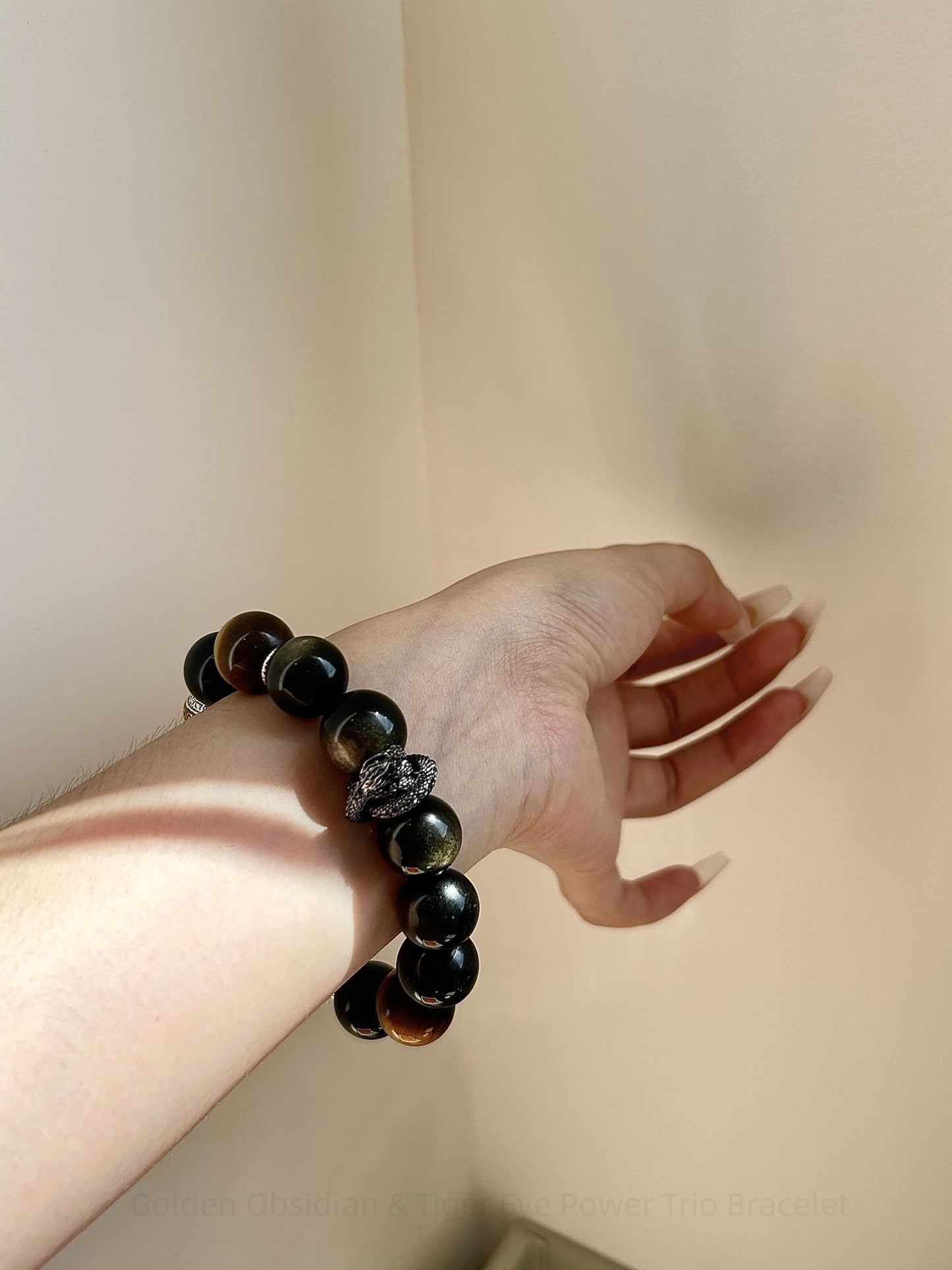 Golden Obsidian & Tiger Eye Power Trio Bracelet - Grounding Protection + Leadership Energy