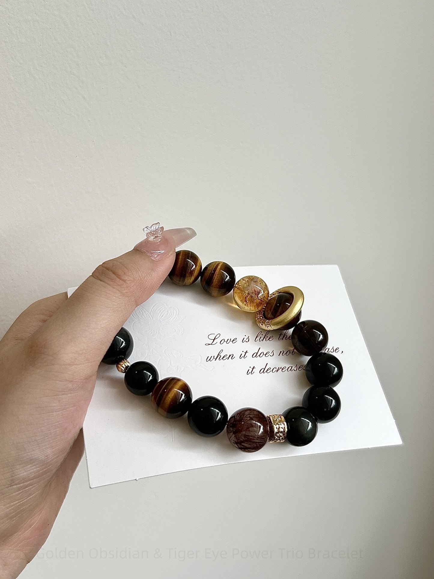 Golden Obsidian & Tiger Eye Power Trio Bracelet - Grounding Protection, Courage & Abundance Energy