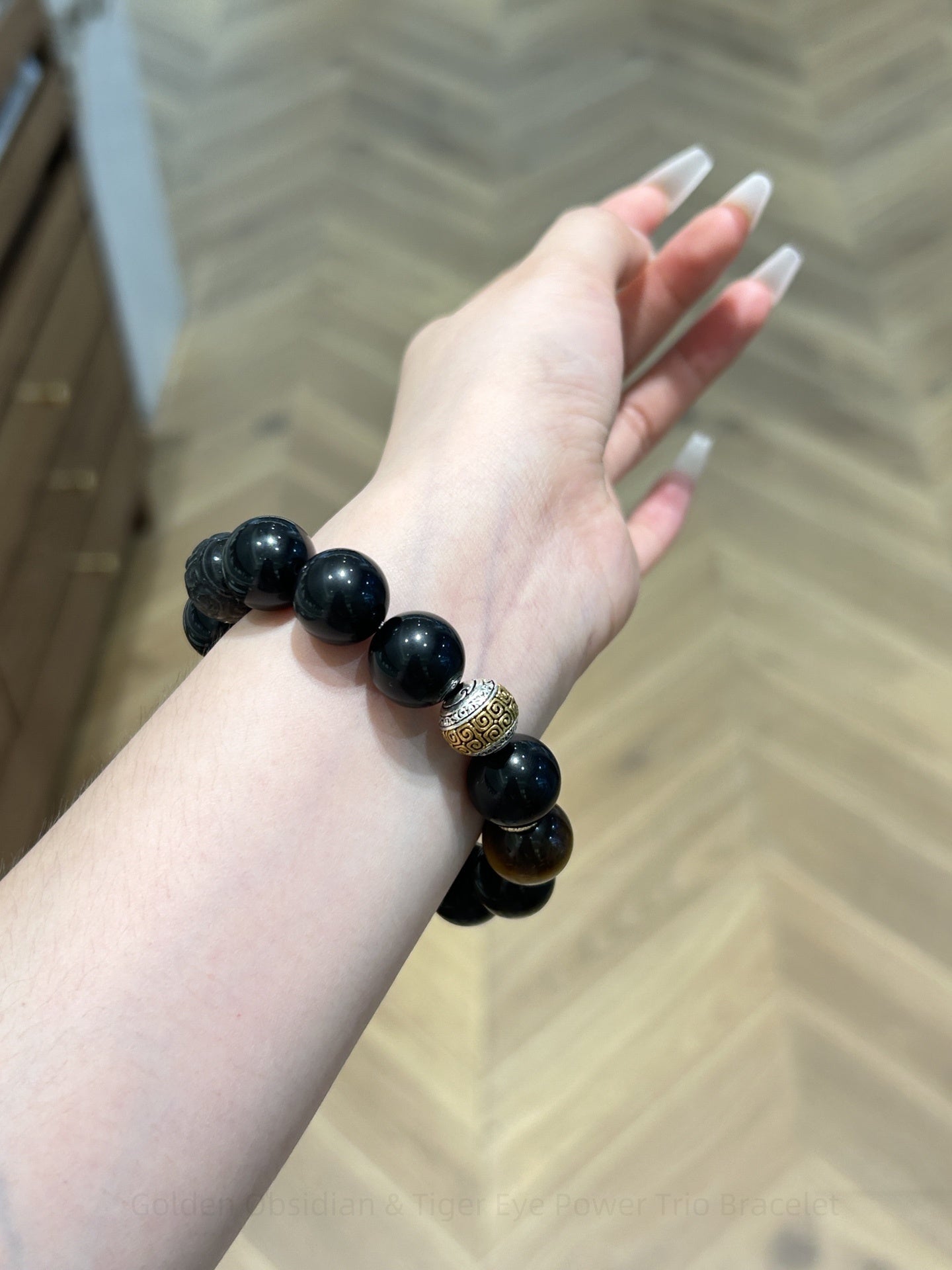Golden Obsidian & Tiger Eye Power Trio Bracelet - Grounding Protection + Leadership Energy