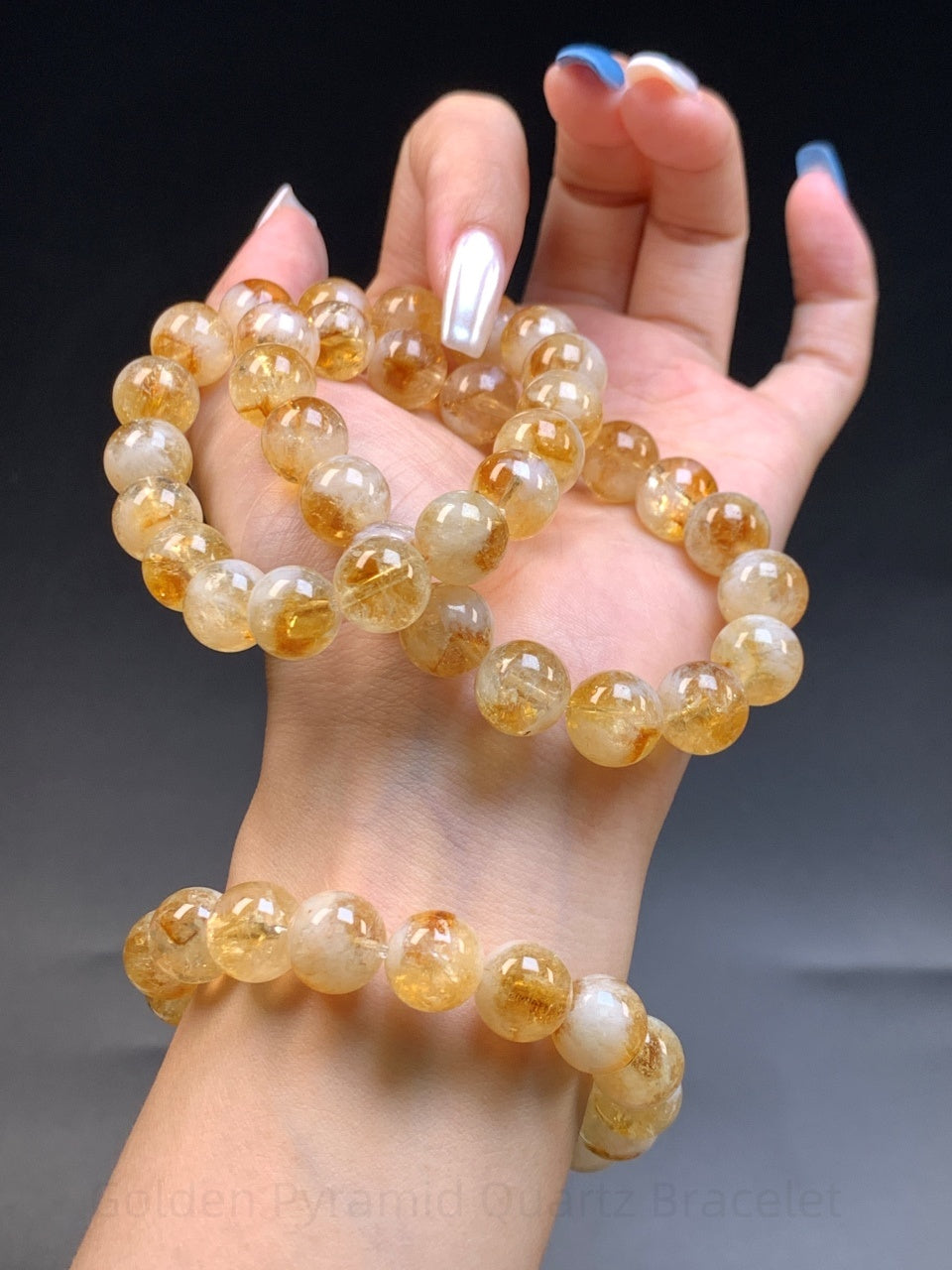 Golden Pyramid Quartz Bracelet - Wealth & Confidence Crystal | Handmade for Abundance, Rational Thinking & Emotional Balance