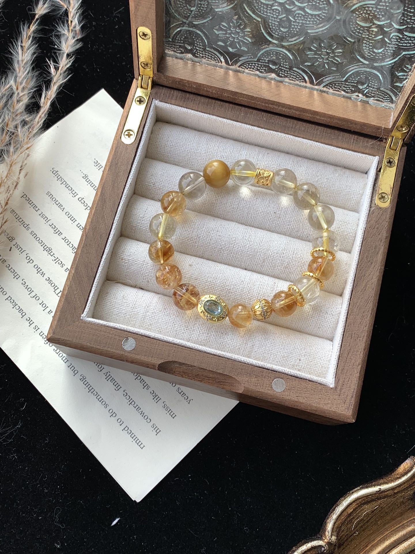 Golden Trio Crystal Bracelet - Citrine, Tiger Eye & Yellow Prasiolite for Abundance, Confidence & Spiritual Balance