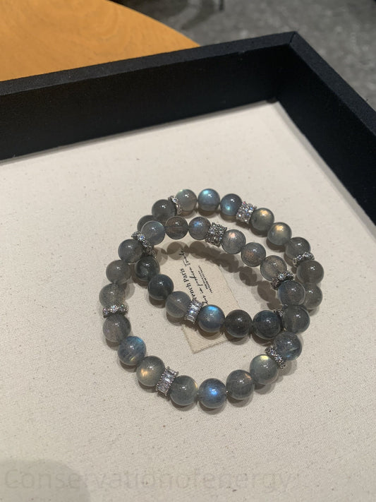 Gray Moonstone Crystal Bracelet for Emotional Balance & Inner Harmony β Healing Energy Jewelry for Women & Men