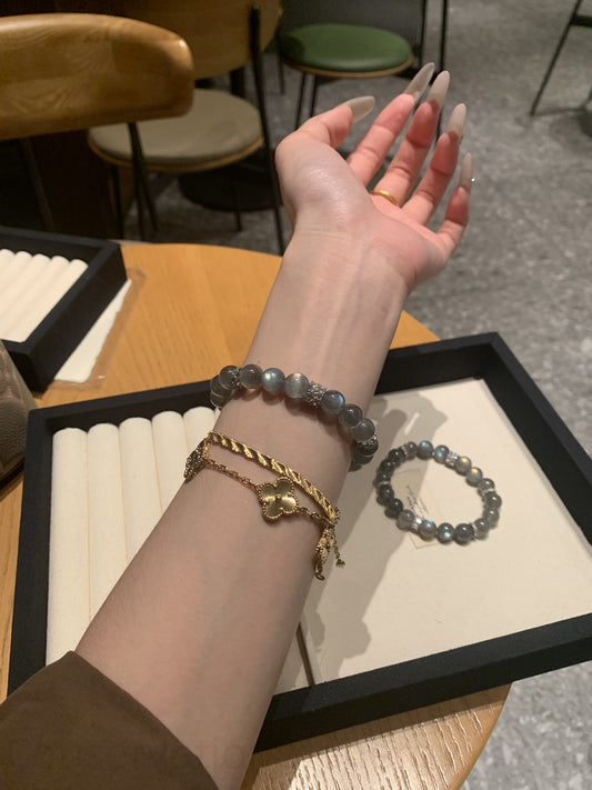 Gray Moonstone Crystal Bracelet for Emotional Balance & Inner Harmony β Healing Energy Jewelry for Women & Men