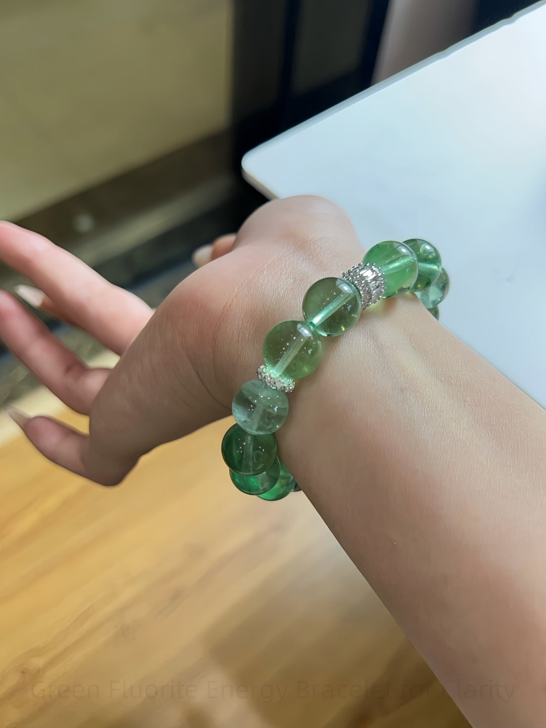 Green Fluorite Energy Bracelet for Clarity & Manifestation | Third Eye & Heart Chakra Balancing Stone Jewelry