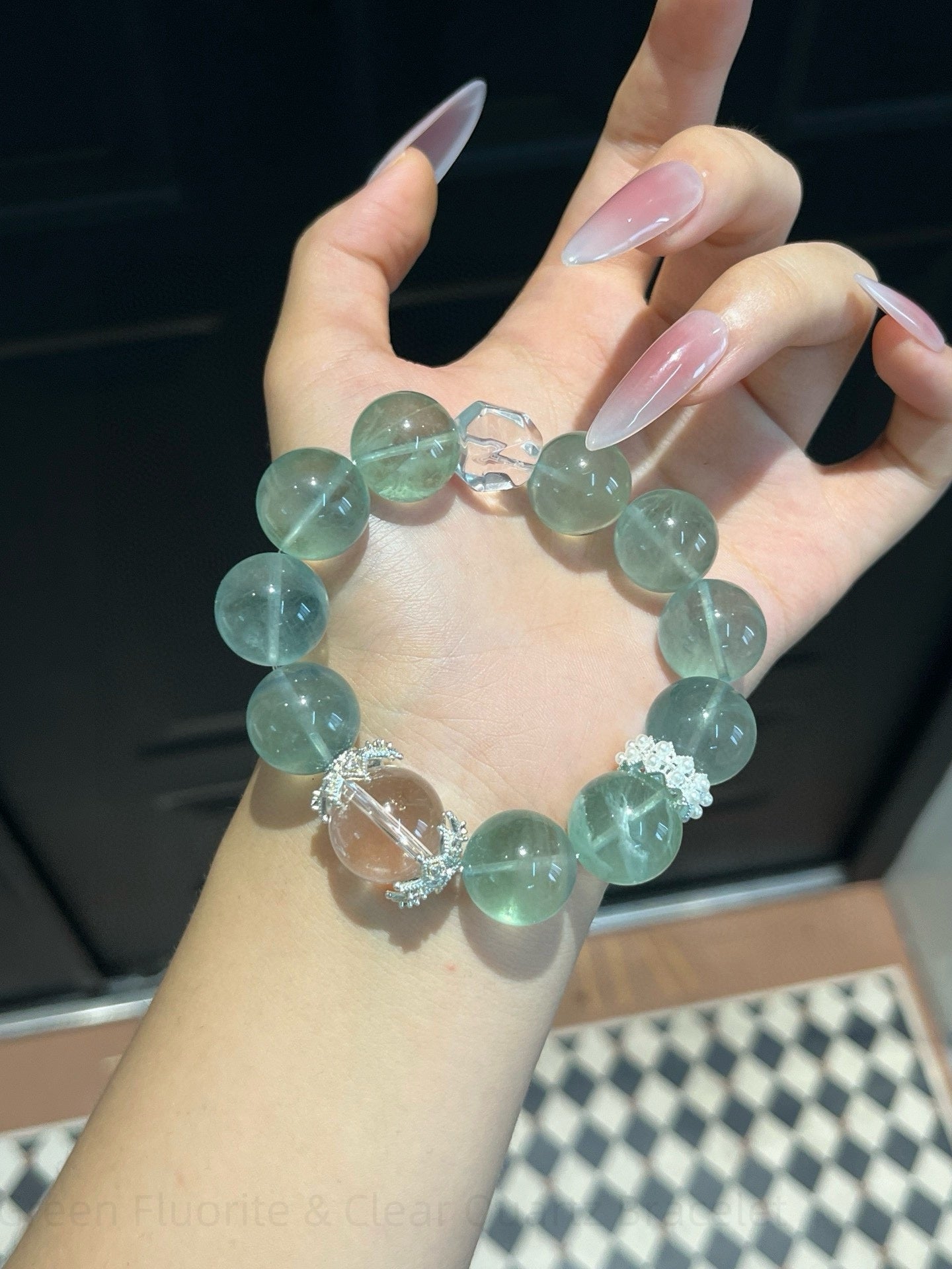 Green Fluorite & Clear Quartz Bracelet for Harmony, Creativity & Spiritual Balance - Natural Healing Energy Bracelet Chakra Jewelry