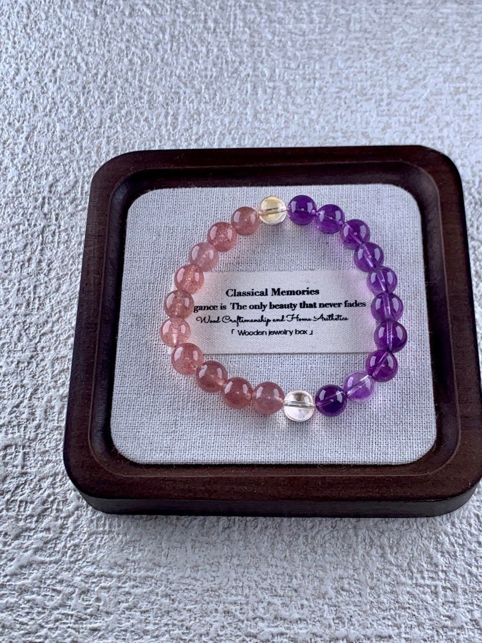 Harmony Crystal Trio Bracelet: Uruguayan Amethyst, Citrine & Red Strawberry Quartz for Creative Energy, Confidence & Loving Vibes
