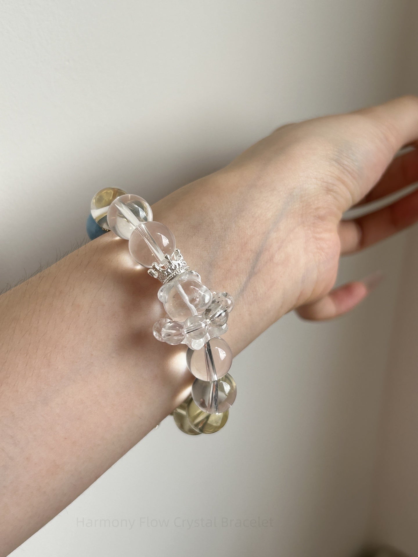 Harmony Flow Crystal Bracelet: Lemon Quartz, Aquamarine, Yellow Phantom & Clear Quartz for Abundance, Communication & Personal Power
