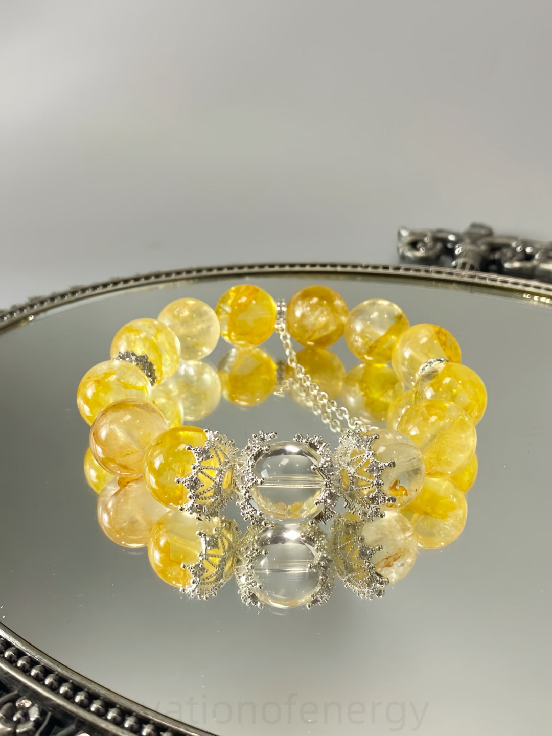 Honey Yellow Phantom & Clear Quartz Bracelet - Wealth Clarity & Energy Alignment Crystal Bracelet for Spiritual Purification and Creative Enhancement