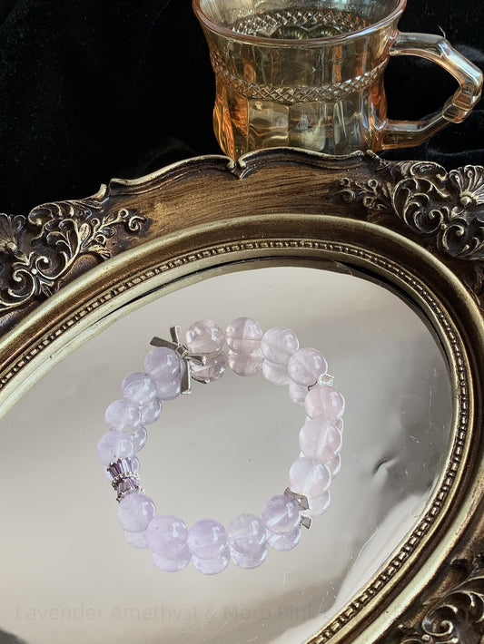 Lavender Amethyst & Moro Pink Crystal Bracelet for Love, Harmony & Spiritual Energy | Handmade Healing Jewelry