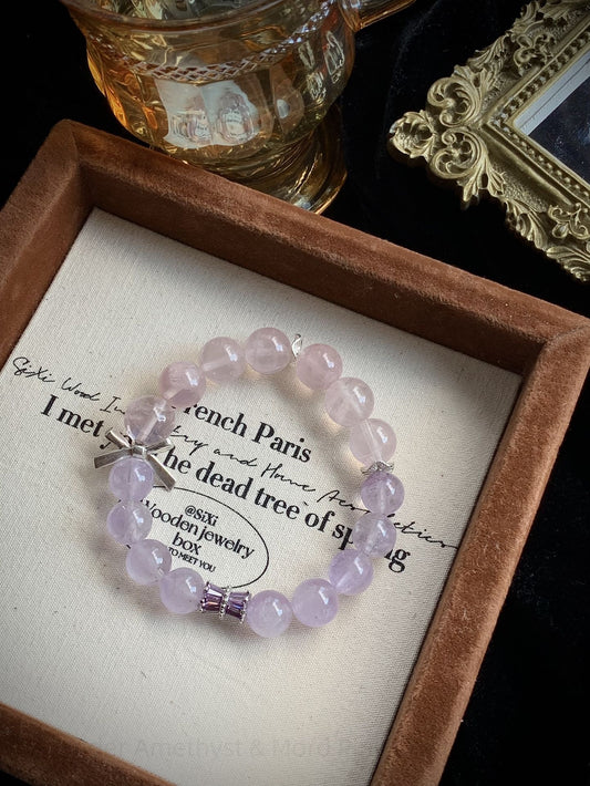Lavender Amethyst & Moro Pink Crystal Bracelet for Love, Harmony & Spiritual Energy | Handmade Healing Jewelry