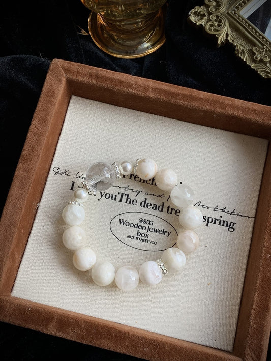 Layered Phantom & White Aze Crystal Bracelet - Wealth Attraction, Spiritual Awakening, Positive Energy Balance