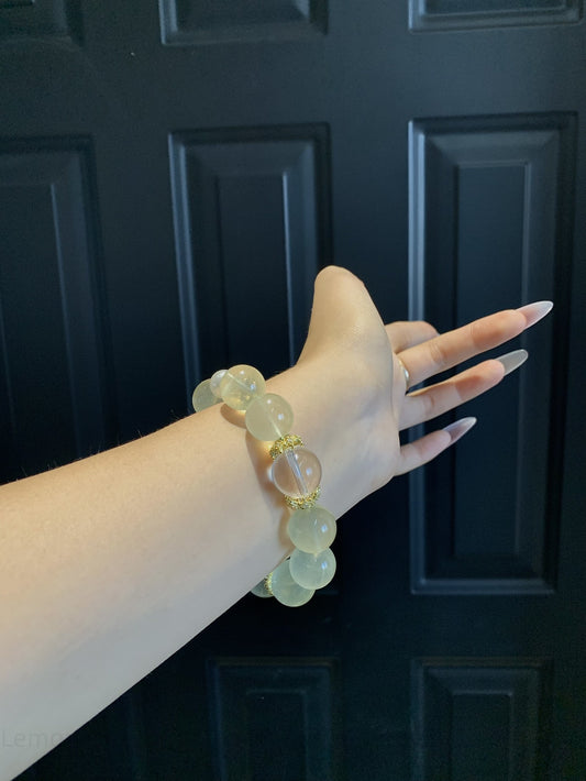 Lemon Quartz & Clear Quartz Energy Bracelet - Attract Positivity, Balance Energy, Enhance Confidence & Focus - Handmade Spiritual Jewelry