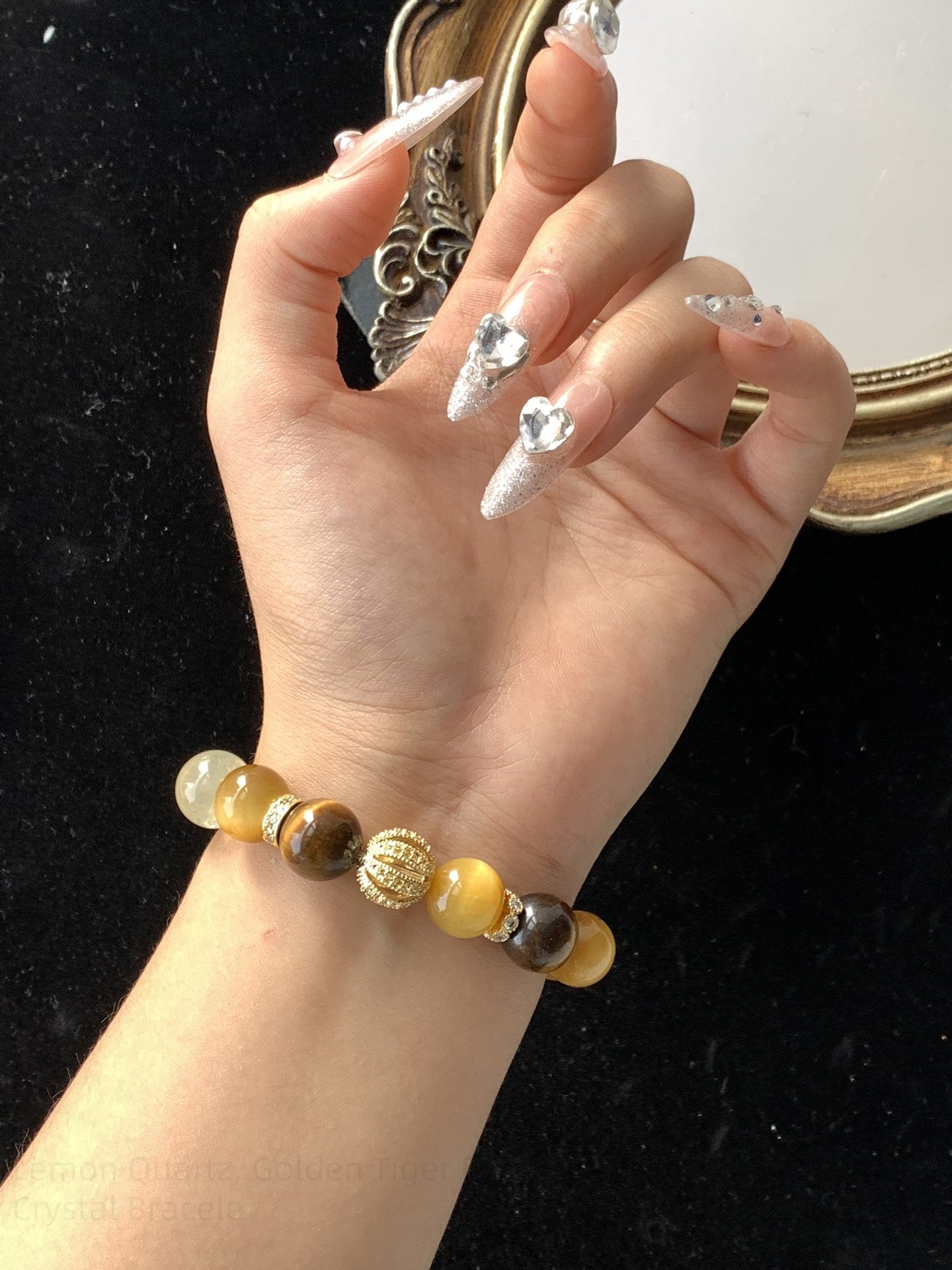 Lemon Quartz, Golden Tiger Eye, Yellow Tiger Eye & Citrine Crystal Bracelet for Wealth, Confidence & Positive Energy