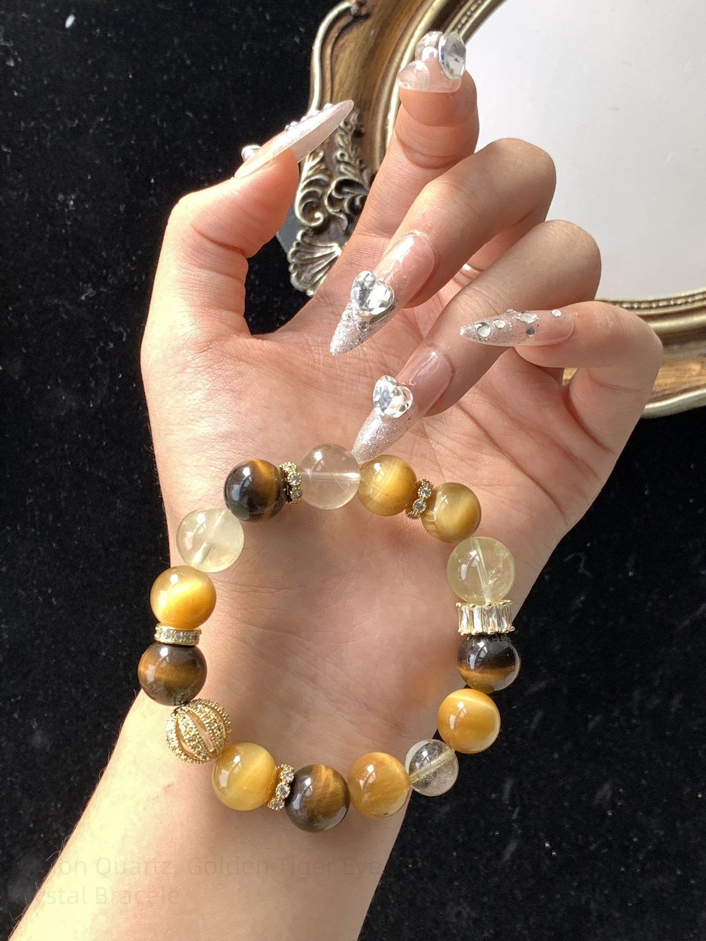 Lemon Quartz, Golden Tiger Eye, Yellow Tiger Eye & Citrine Crystal Bracelet for Wealth, Confidence & Positive Energy