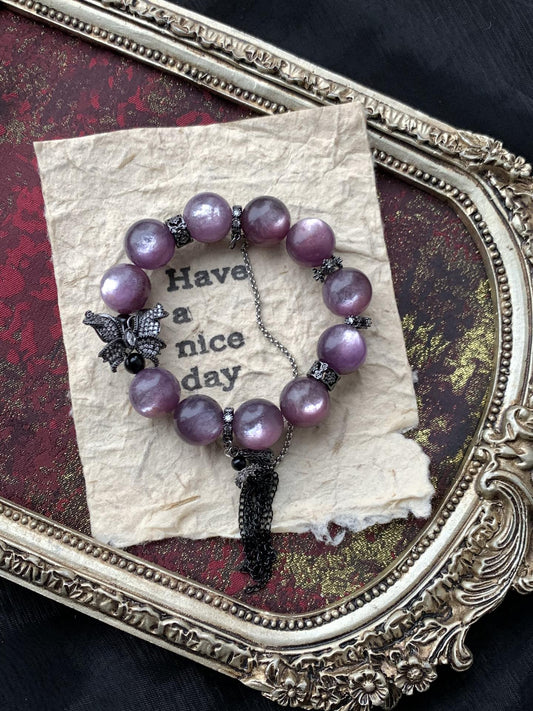 Lepidolite Crystal Bracelet for Calm, Love & Confidence β Spiritual Healing Stone with Protection Energy β Chakra Balancing Jewelry Gift