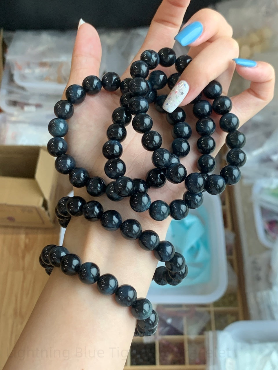 Lightning Blue Tiger Eye Bracelet - Stone of Clarity & Courage | Natural Crystal Energy Beads