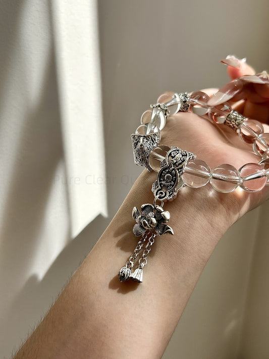 Pure Clear Quartz Bracelet - Energy Cleansing & Productivity Crystal | Handmade for Focus, Emotional Balance & Good Fortune