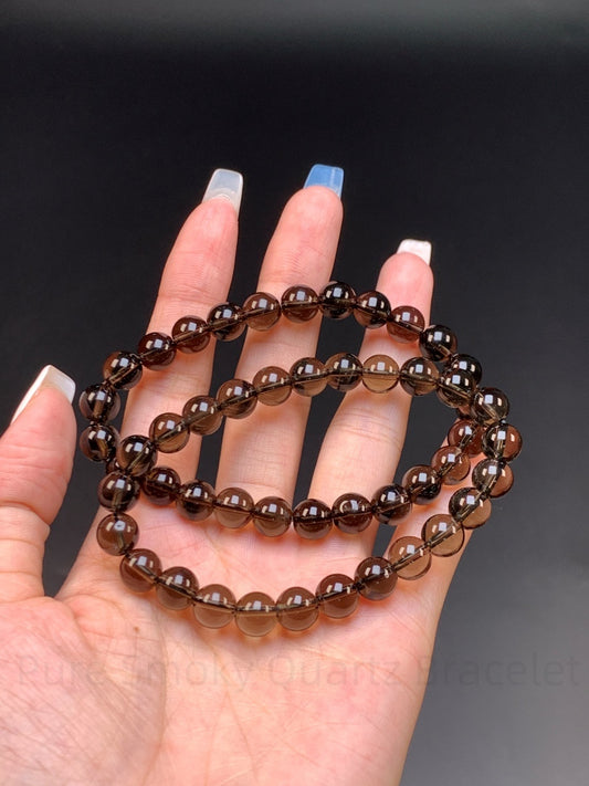Pure Smoky Quartz Bracelet - Grounding & Protection Crystal | Handmade for Stability, Focus & Emotional Balance