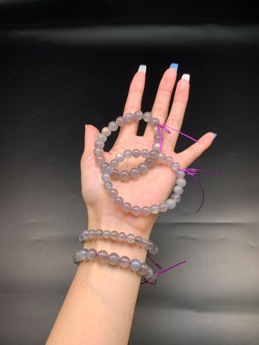 Purple Moonstone Bracelet - Natural Gemstone for Spiritual Clarity & Emotional Balance