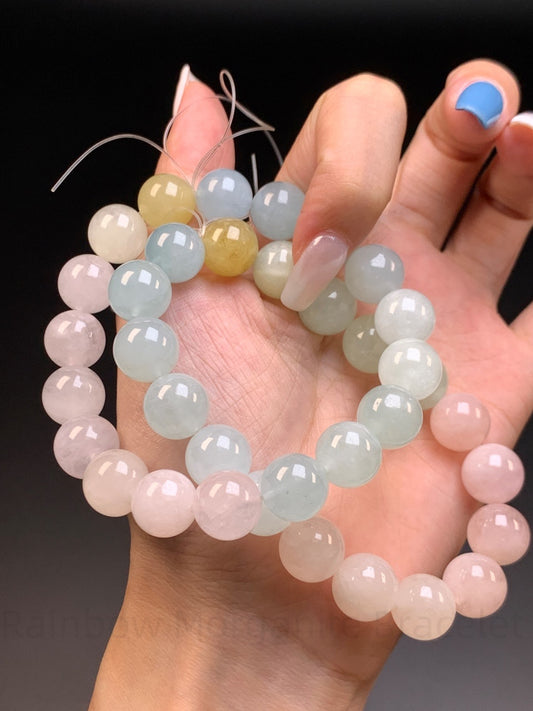 Rainbow Morganite Bracelet - Love & Harmony Crystal Jewelry | Handmade for Romance, Self-Care & Emotional Balance