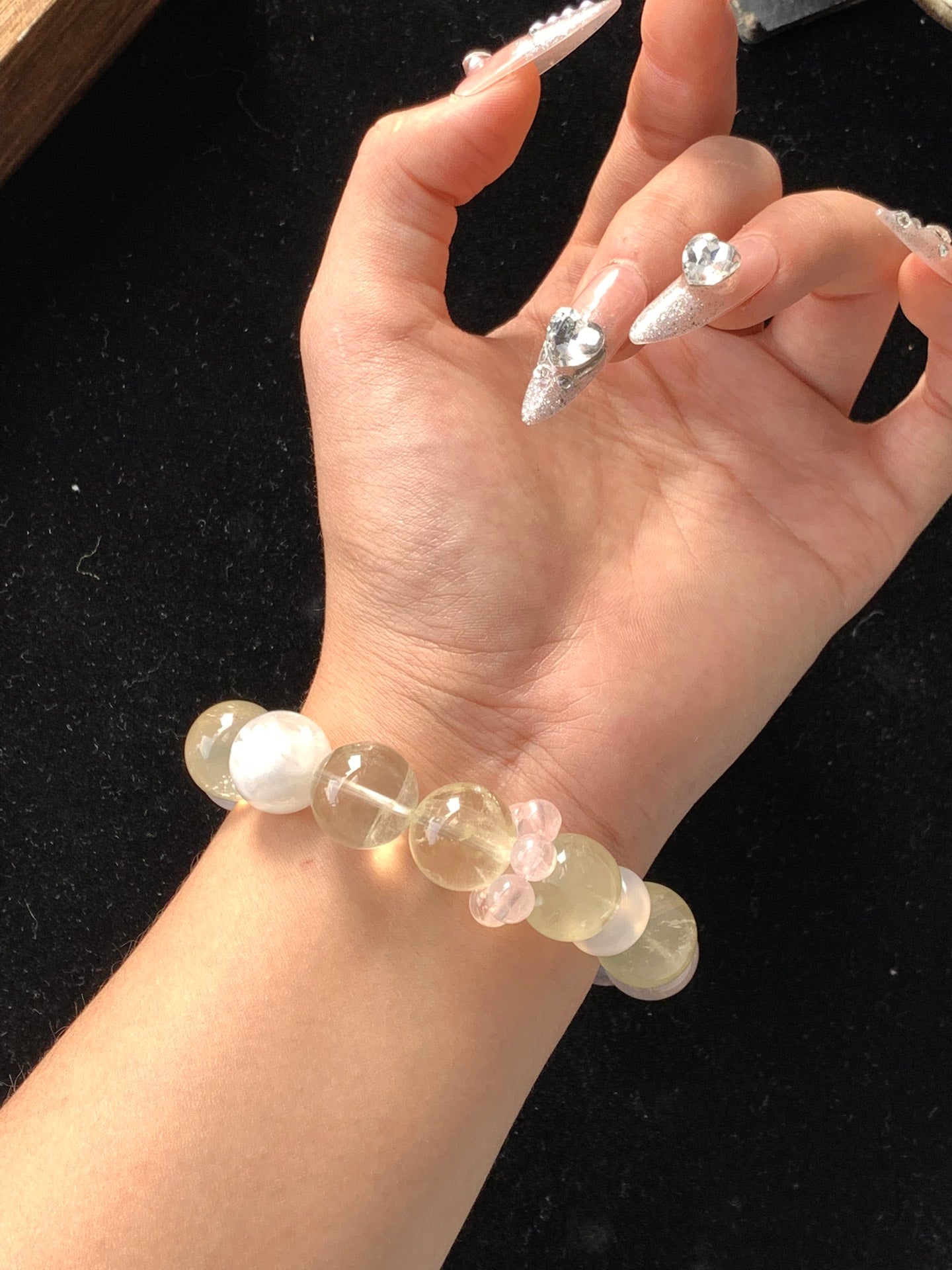 Rose Quartz, Snow Phantom & Citrine Crystal Bracelet - Harmonize Love, Confidence & Prosperity Energy