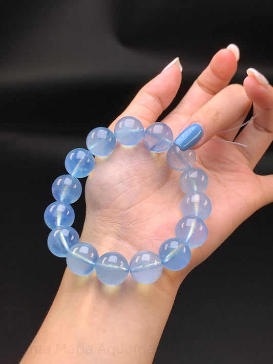 Santa Maria Aquamarine Bracelet - Sailor's Talisman for Communication & Courage | Handmade Crystal Jewelry for Confidence & Calm