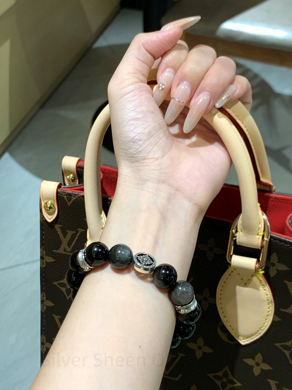 Silver Sheen Obsidian Bracelet for Protection, Wealth & Positive Energy - Spiritual Armor Jewelry with Healing Stones