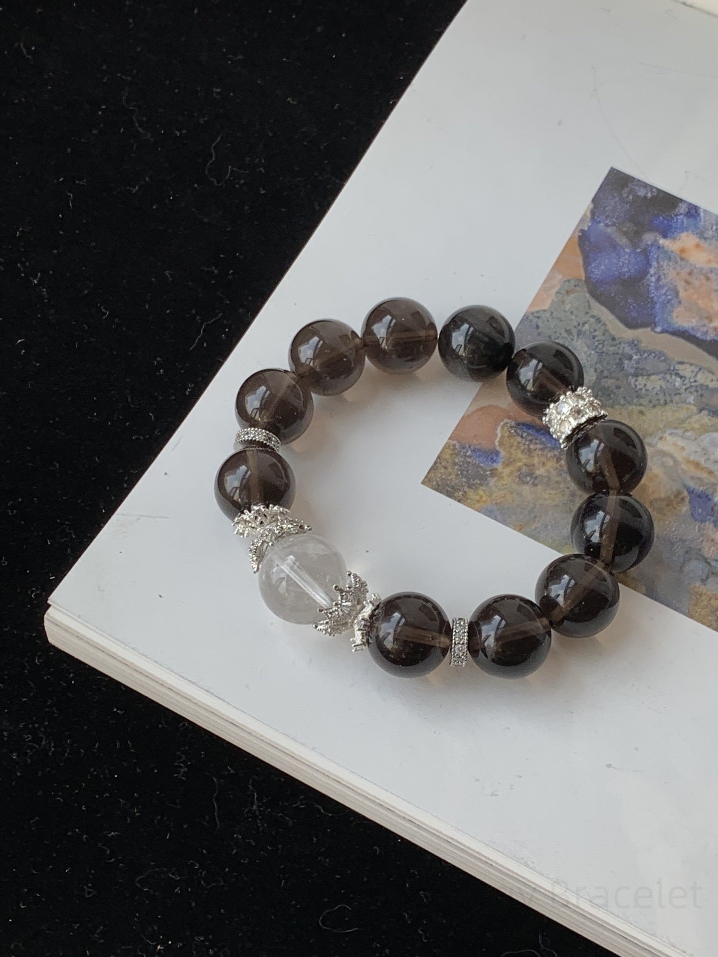Smoky & Clear Quartz Energy Bracelet - Focus Booster, Spiritual Balance, Protection Stone Jewelry for Positive Vibes