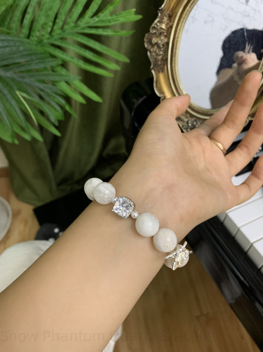 Snow Phantom Quartz Bracelet for Abundance & Confidence - Handmade Crystal Jewelry for Career Success, Harmony & Positive Energy