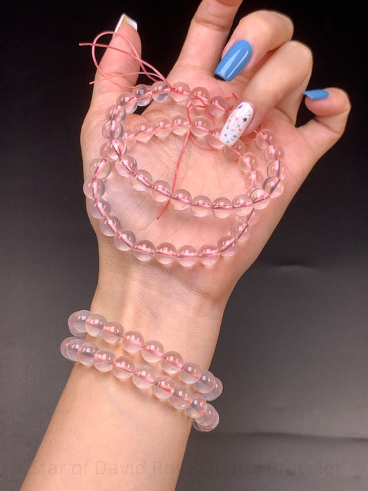 Star of David Rose Quartz Bracelet - Sacred Geometry Love Crystal | Handmade Hexagram Jewelry for Heart Healing & Divine Feminine Energy